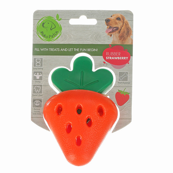 Maks Patch Rubber Dog Treat Dispenser Strawberry Toy