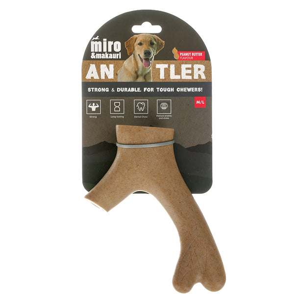 tough dogs for toys - the Miro & Makauri peanut butter antler