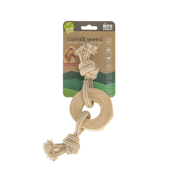 Coffee Wood Pully Ring Toy
