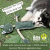 Eco dog toys - dog chewing Freddie frog's leg
