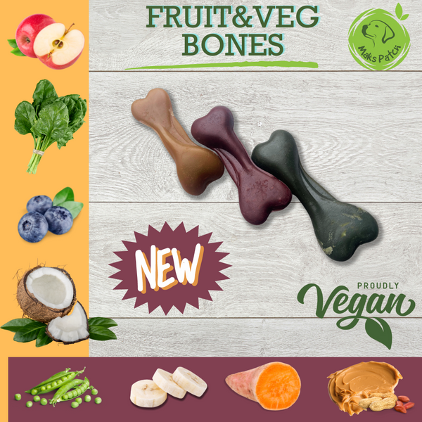 NEW Fruit & Veg Bones - Vegan Dog Treats